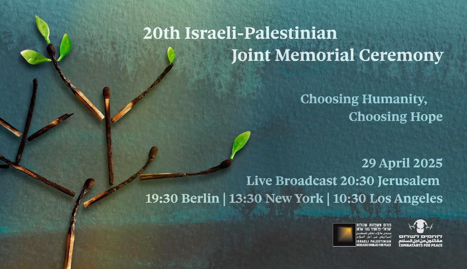 Op dinsdag 29 april vindt in wijkcentrum De Mare Nostrum in Alkmaar een bijzondere en indringende bijeenkomst plaats: de live uitzending van de 20e Gezamenlijke Herdenkingsceremonie van Palestijnen en Israëliërs